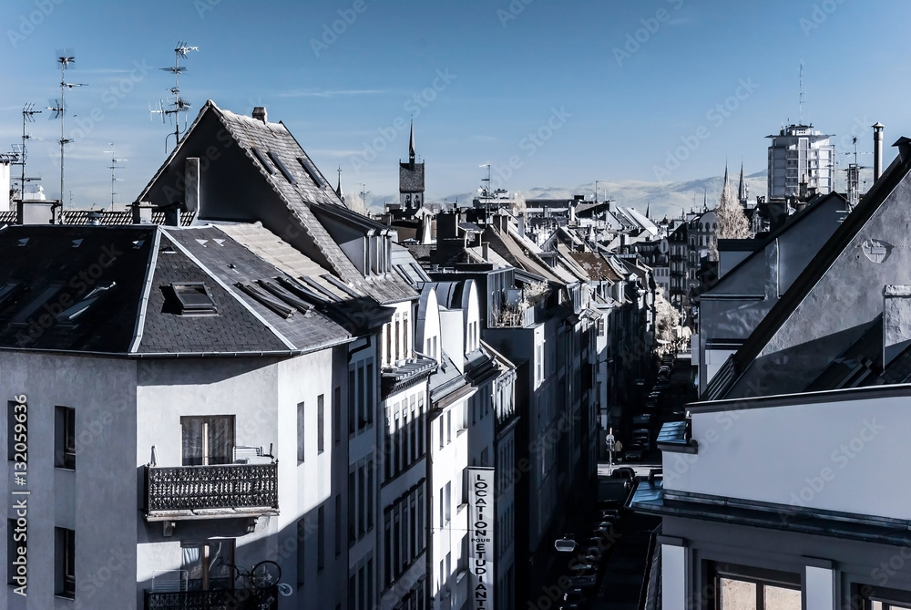 Strasbourg street infrared view, cityscape Strasbourg street infrared view, cityscape