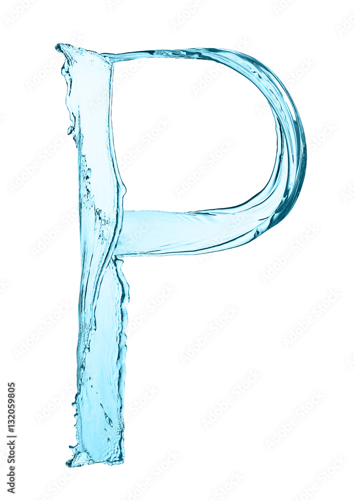 Water splash letter P with light blue color Water splash letter P with light blue color