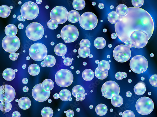 Abstract background with colored scattered bubbles, vector illustration