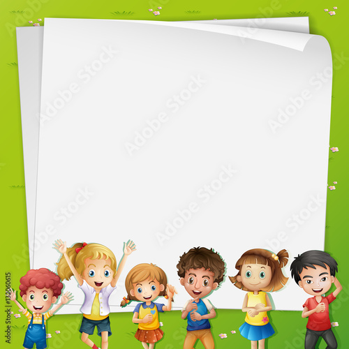 Paper template with many kids