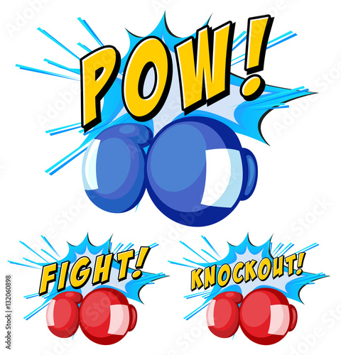 Boxing gloves with three word expressions