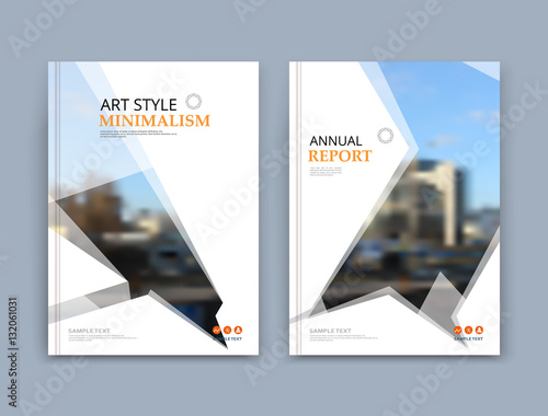 Abstract a4 brochure cover design. Text frame surface. Urban city view font. Title sheet model set. Modern vector front page. Brand logo. Info banner texture. Triangle figure icon. Ad flyer fiber
