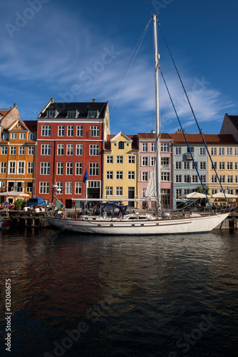 Colorful houses at the canals of Nyhavn in Copenhagen, Denmark