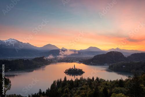 Bled lake sunrise view © iPics
