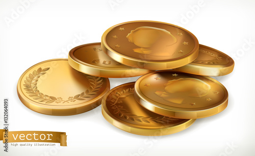 Golden coins. Money 3d vector icon