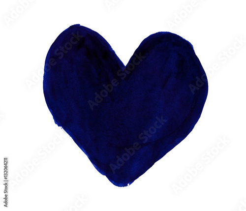 Dark ultramarine heart painted with gouache