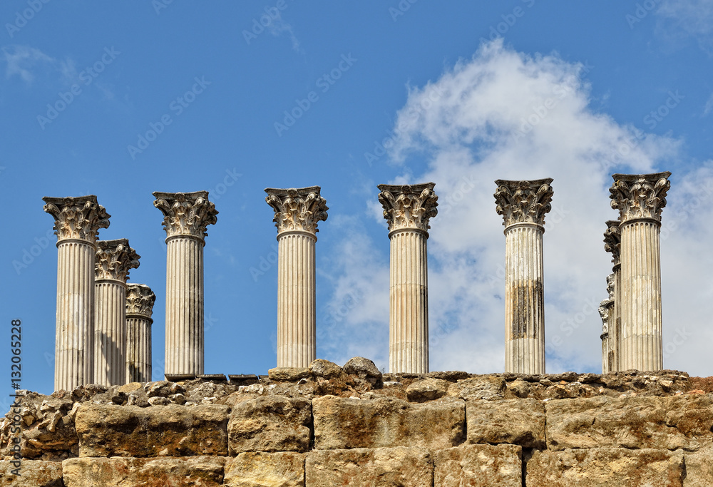 Ancient columns of the Roman temple in Cordoba