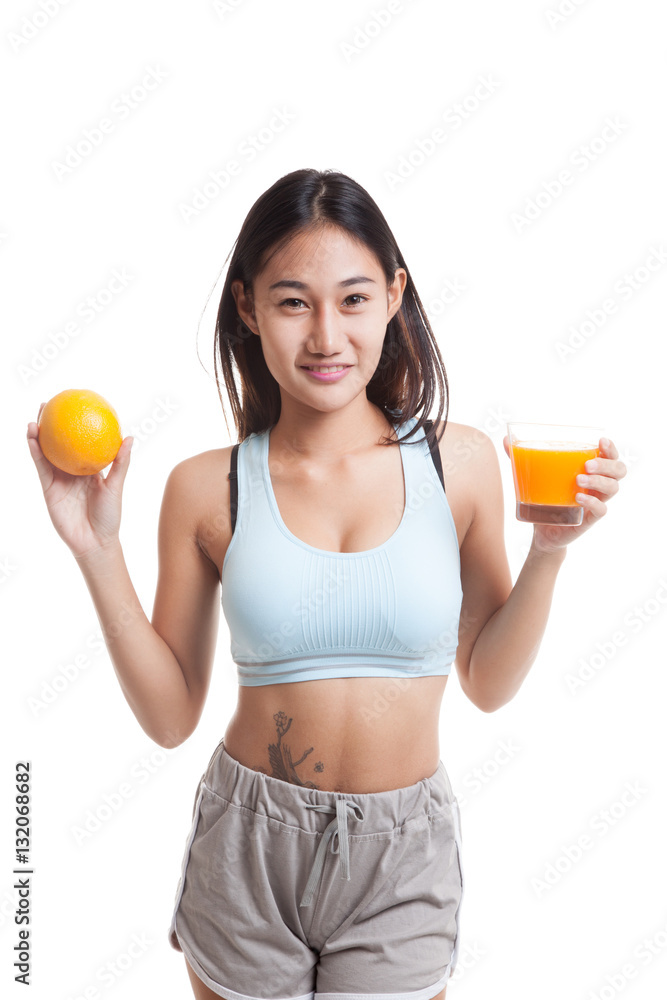 Beautiful Asian healthy girl with orange juice and orange fruit. Beautiful Asian healthy girl with orange juice and orange fruit.