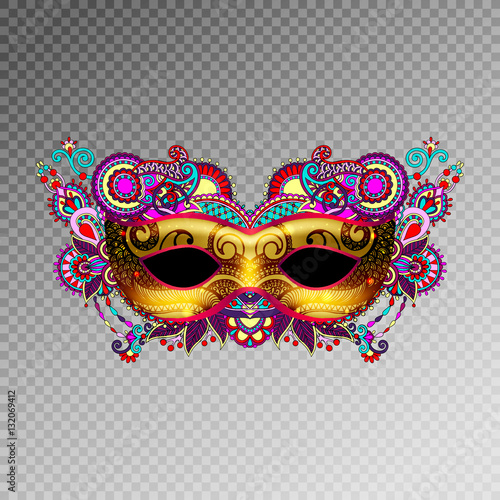 3d gold venetian carnival mask silhouette with ornamental feathe