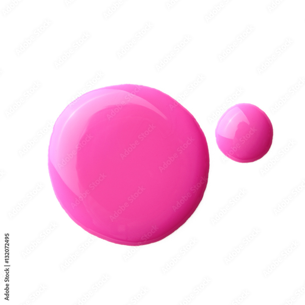 Obraz premium pink nail polish drop isolated on white background