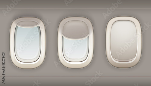 Three Realistic Portholes Of Airplane