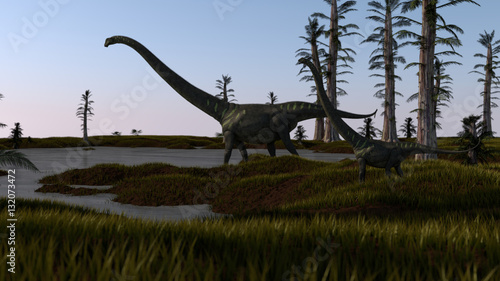 3d illustration of the  grazing mamenchisaurus