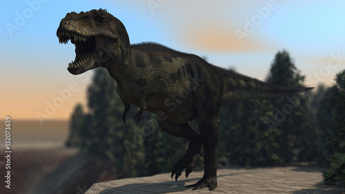 3d illustration of the tyrannosaurus hunting