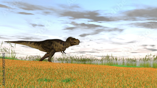 3d illustration of the tyrannosaurus hunting