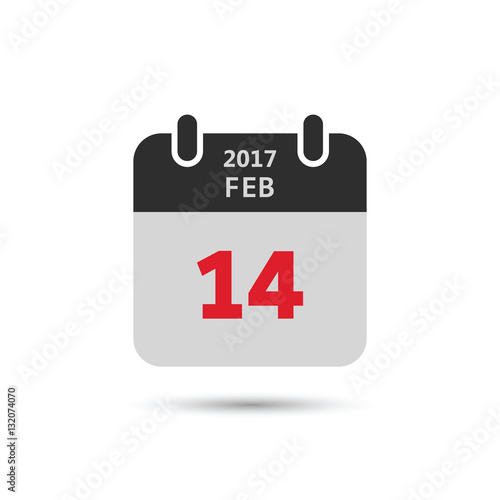 Valentines day calendar icon 14 february, vector.