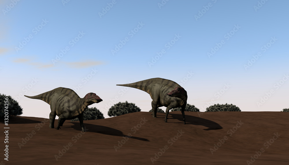 Fototapeta premium 3d illustration of the grazing shuangmiaosaurus