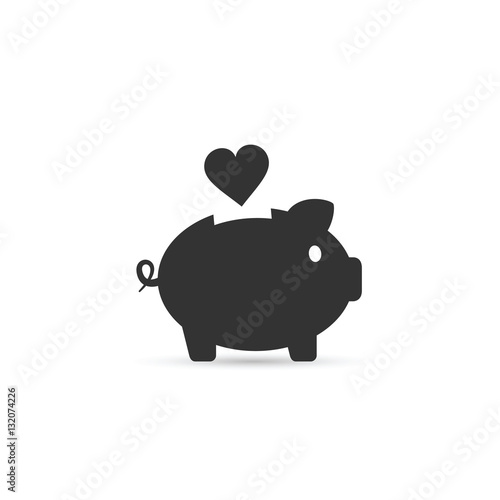 Piggy bank with heart, vector illustration.