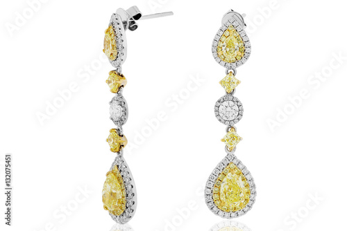 joyeria aretes con diamantes y zafiros amarillos , joyas con brillantes blancos