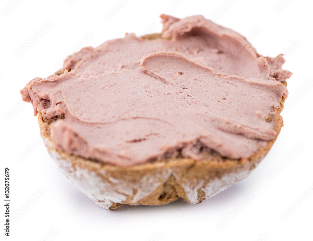 Liverwurst Sandwich isolated on white