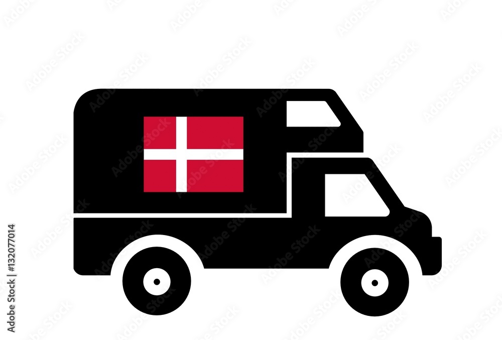 Drapeau du Danemark sur un camping-car Drapeau du Danemark sur un camping-car