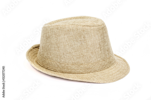 Brown hat on white background