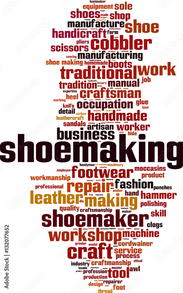Shoemaking word cloud concept. Vector illustration Shoemaking word cloud concept. Vector illustration