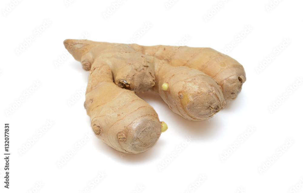 fresh ginger on white background