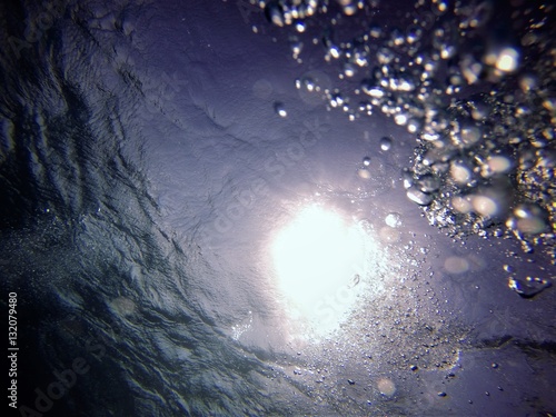 Underwater view of the sun from 60ft below