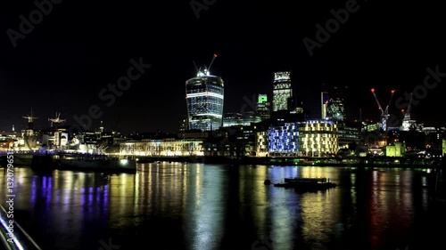 City of London night time-lapse over the Thames