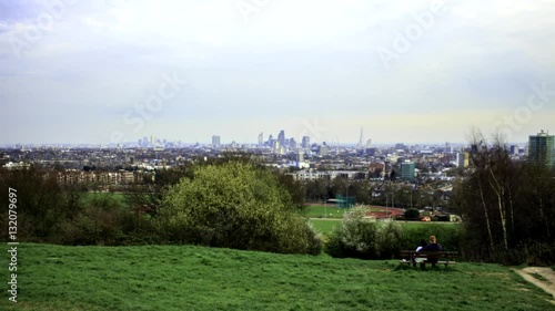 Day landscape of London (time-lapse of view from Kite Hill)