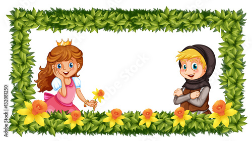 Frame template with princess and knight