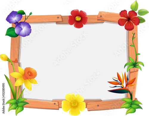 Frame template with many flowers