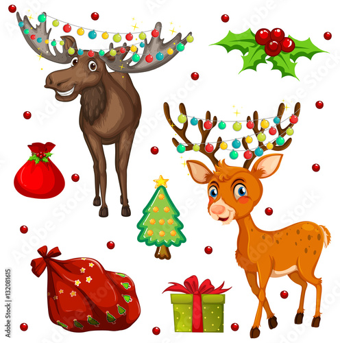 Christmas theme with reindeers and presents