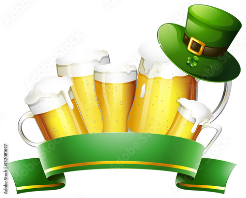 Fresh beer and green banner