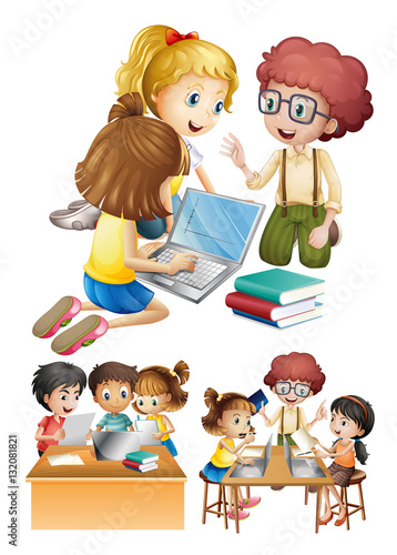 Kids working and studying together