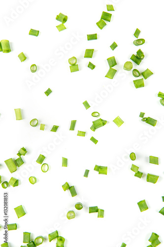 Chopped green onions isolated on a white background