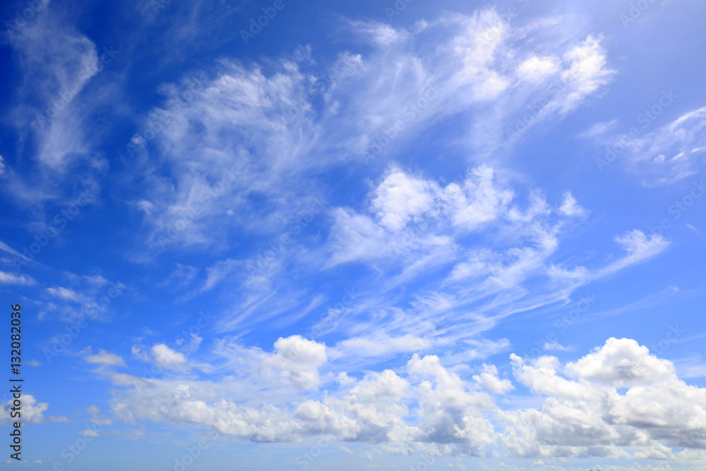 南国沖縄の紺碧の空と夏雲
