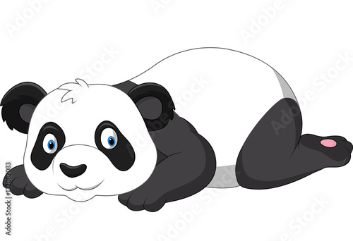 Fototapeta Naklejka Na Ścianę i Meble -  Cartoon funny panda lying down