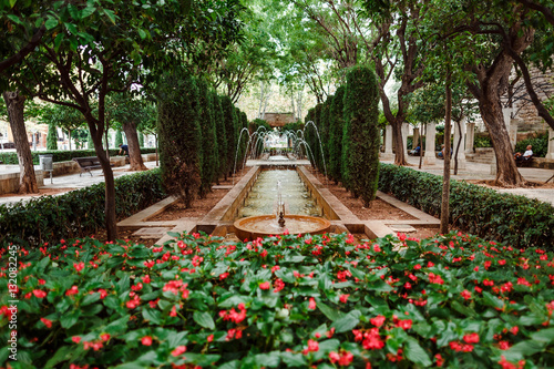 Fountain in the park of the Cathedral of Santa Maria of Palma de