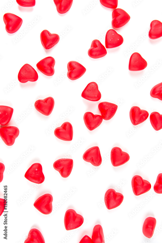 Heart shaped gummy candy isolated on a white background