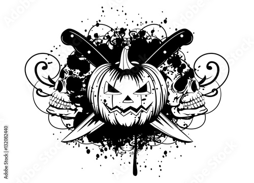 halloween pumpkin with skulls