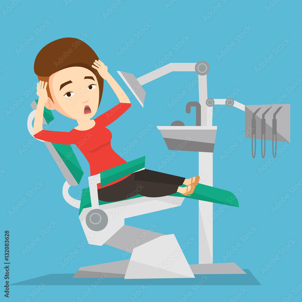 Scared patient in dental chair vector illustration Scared patient in dental chair vector illustration