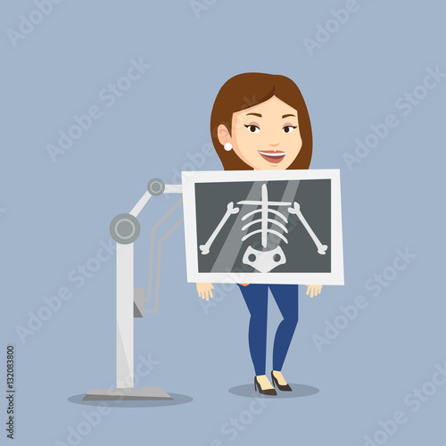 Patient during x ray procedure vector illustration