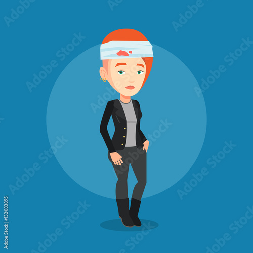 Man with injured head vector illustration.