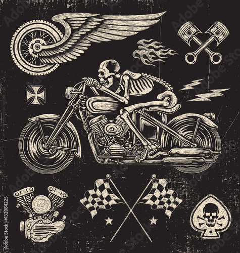 Scratchboard Motorcycle Elements
