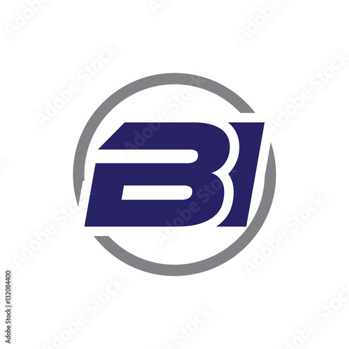 initial letter logo with circle blue grey color
