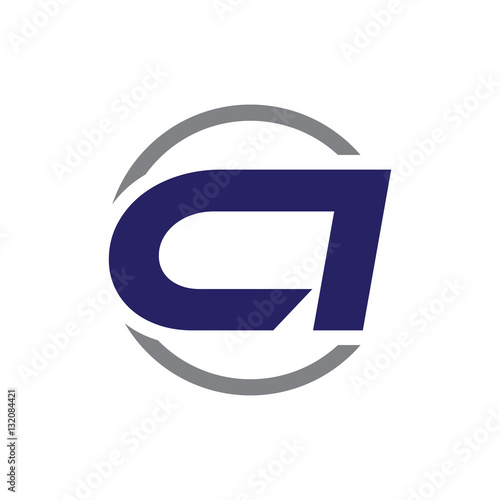 initial letter logo with circle blue grey color