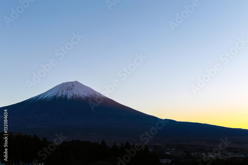 Mt.Fuji and the first sunrise.I shot it early in the morning.Shot in Fujinomiya City, Shizuoka Prefecture, Japan.