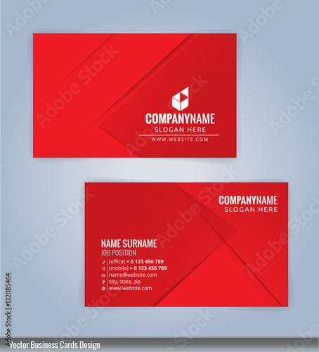 Red and White modern business card template, vertical, Illustration Vector 10