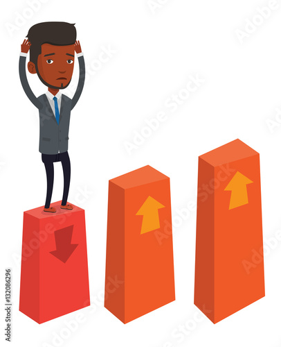 Bankrupt on chart going down vector illustration.
